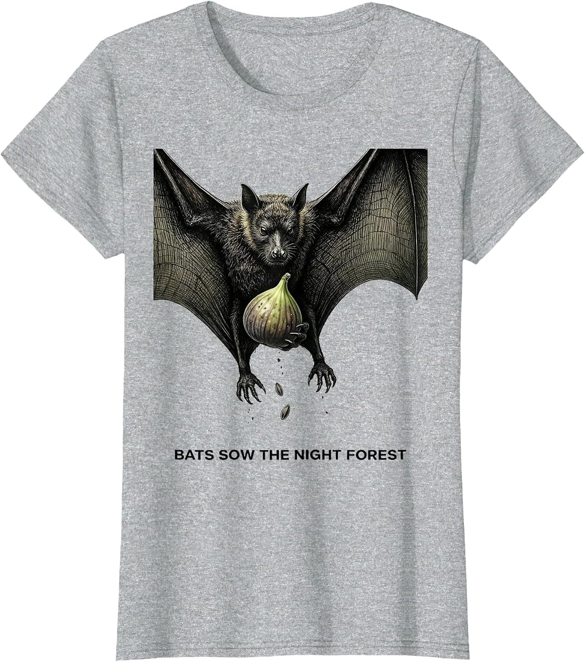 Bats Sow The Night Forest Vintage Bat Lover Halloween Nature T-Shirt - Heather Grey