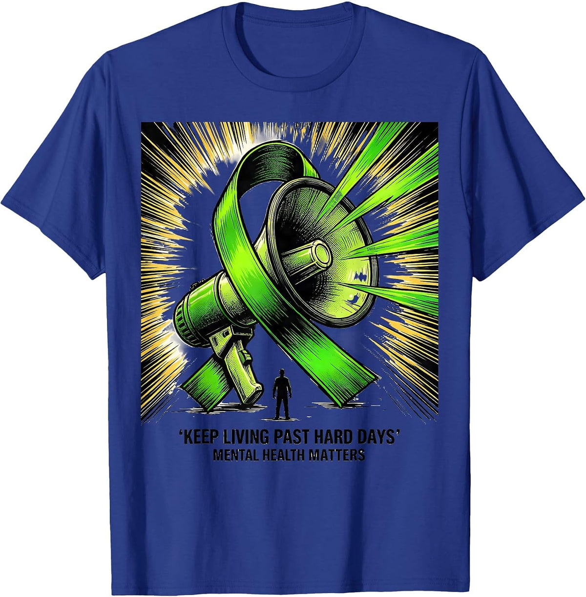 Men's Keep Living Past Hard Days Mental Health Matters T-Shirt - Royal Blue