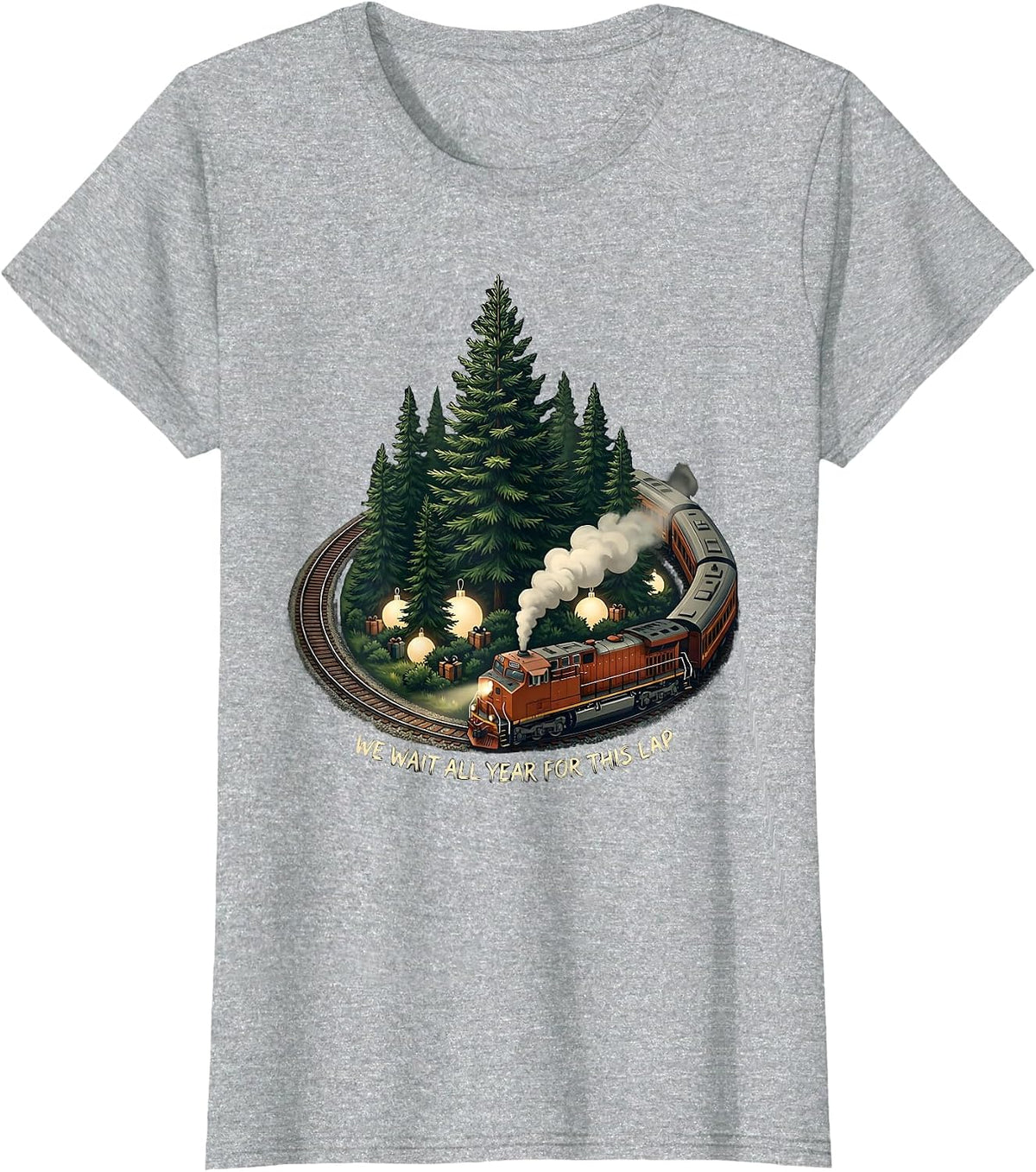 We Wait All Year For This Lap Vintage Train Hobbyist T-Shirt - Heather Grey