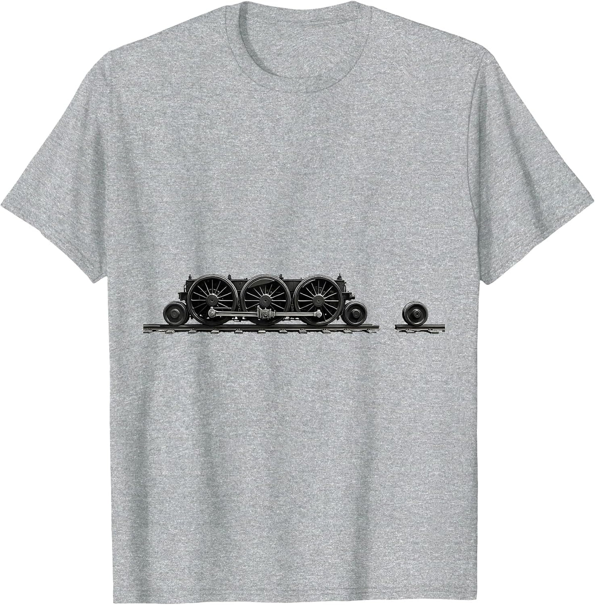 Men's Locomotive Wheel Arrangement Minimalist Train Enthusiast T-Shirt - Heather Grey