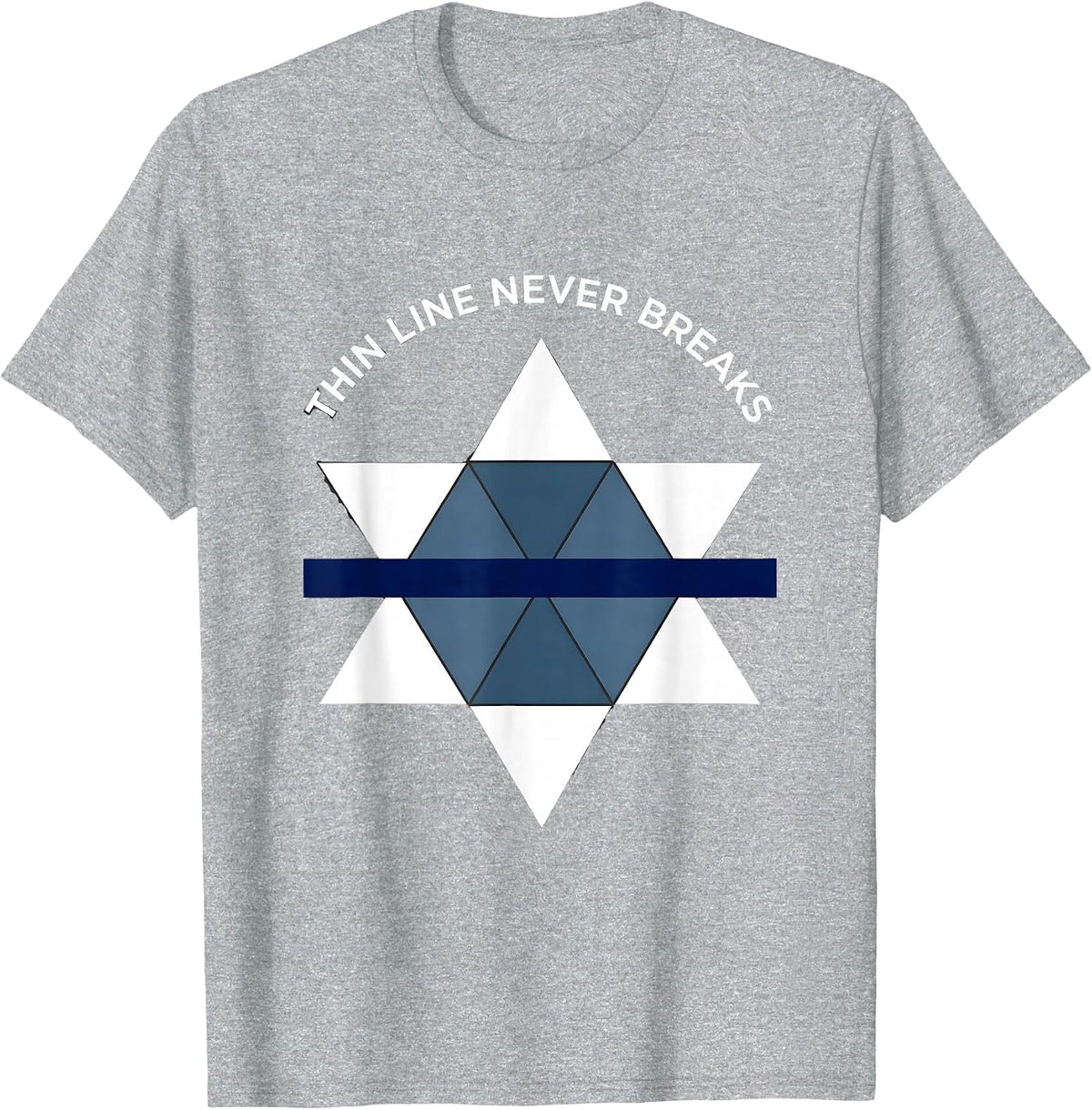Men's Thin Blue Line Never Breaks Law Enforcement Design T-Shirt - Heather Grey