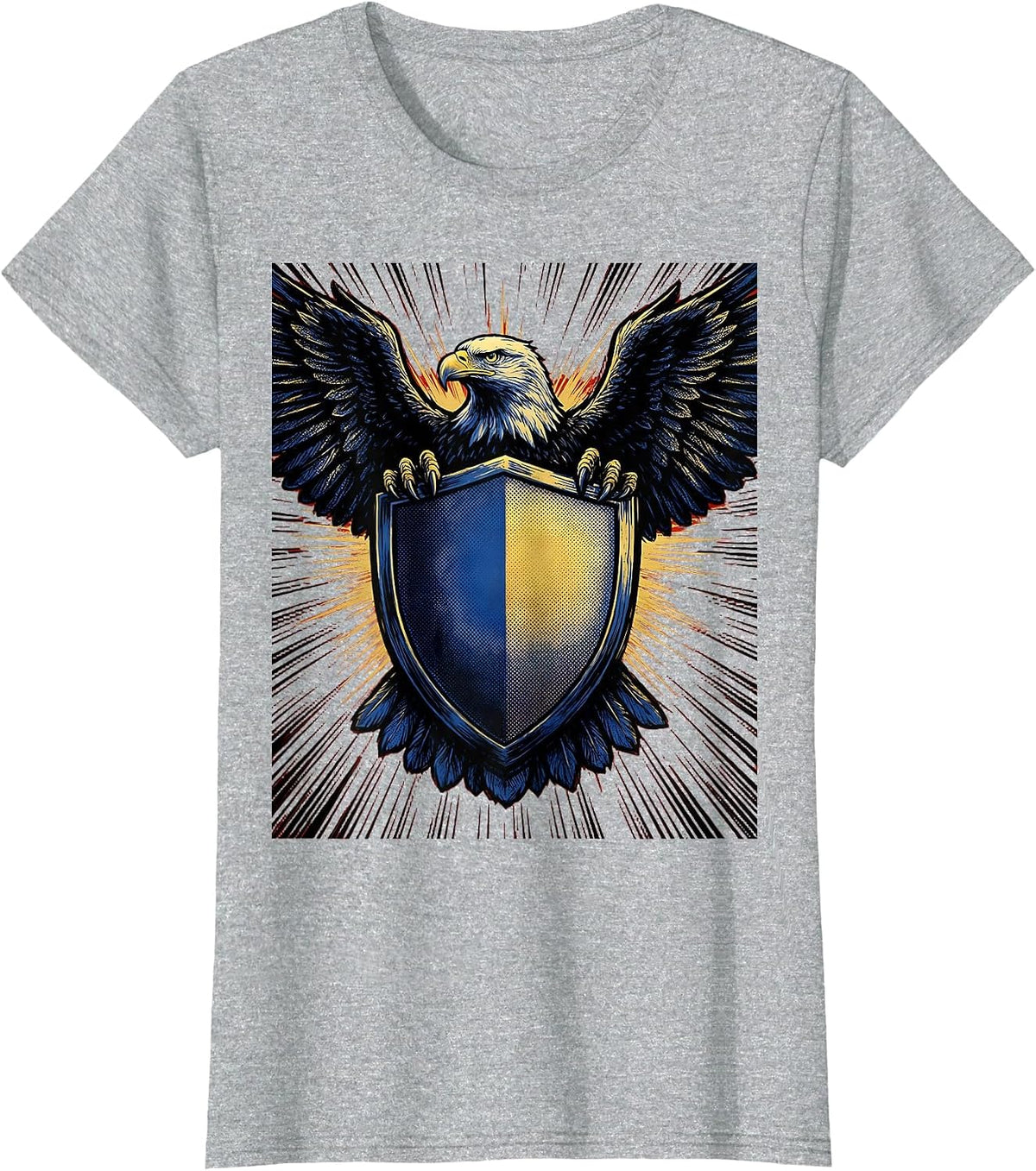 Police Shield Eagle Crest Law Enforcement Graphic T-Shirt - Heather Grey