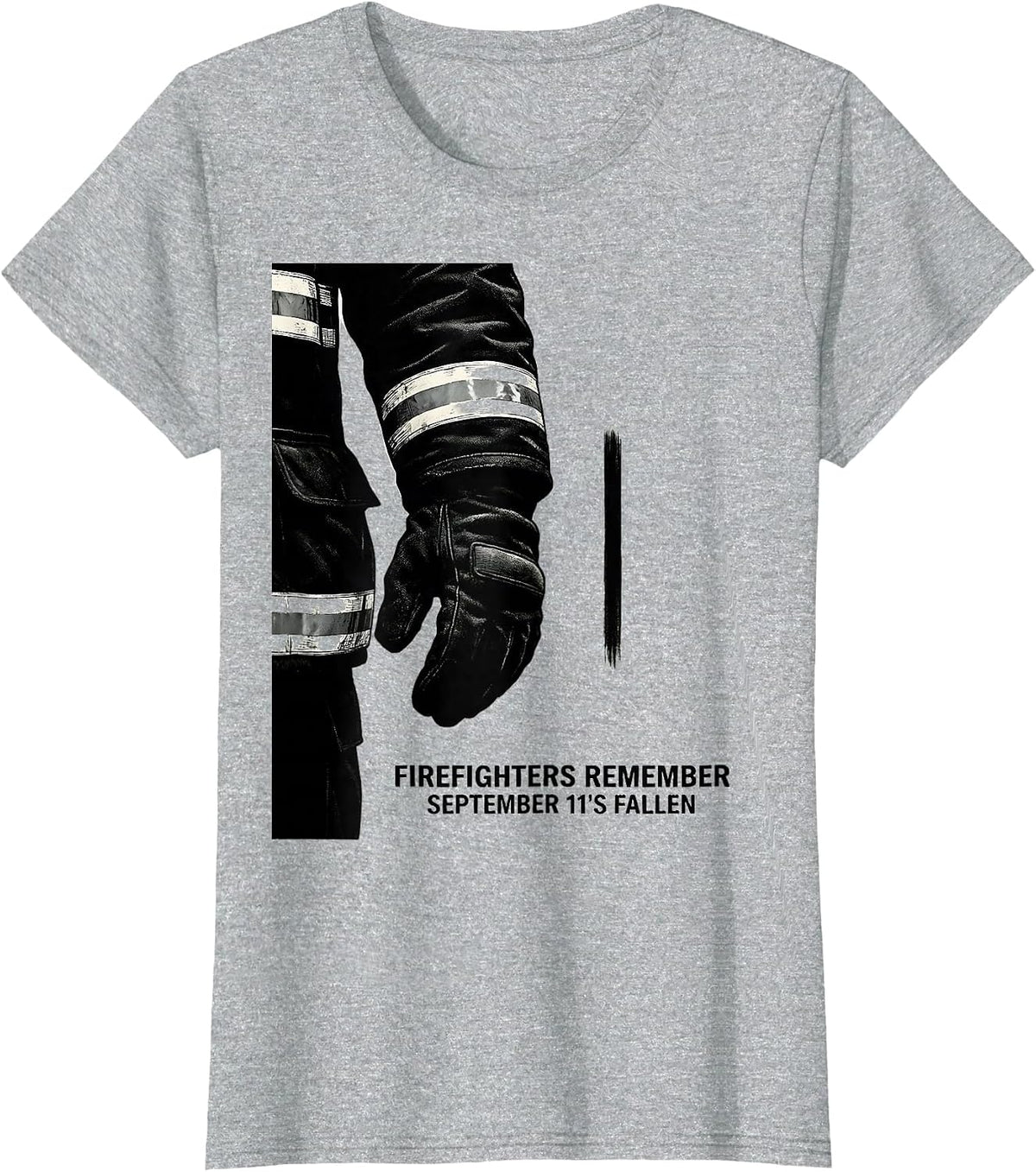 Women's Firefighters Remember September 11's Fallen Tribute T-Shirt - Heather Grey