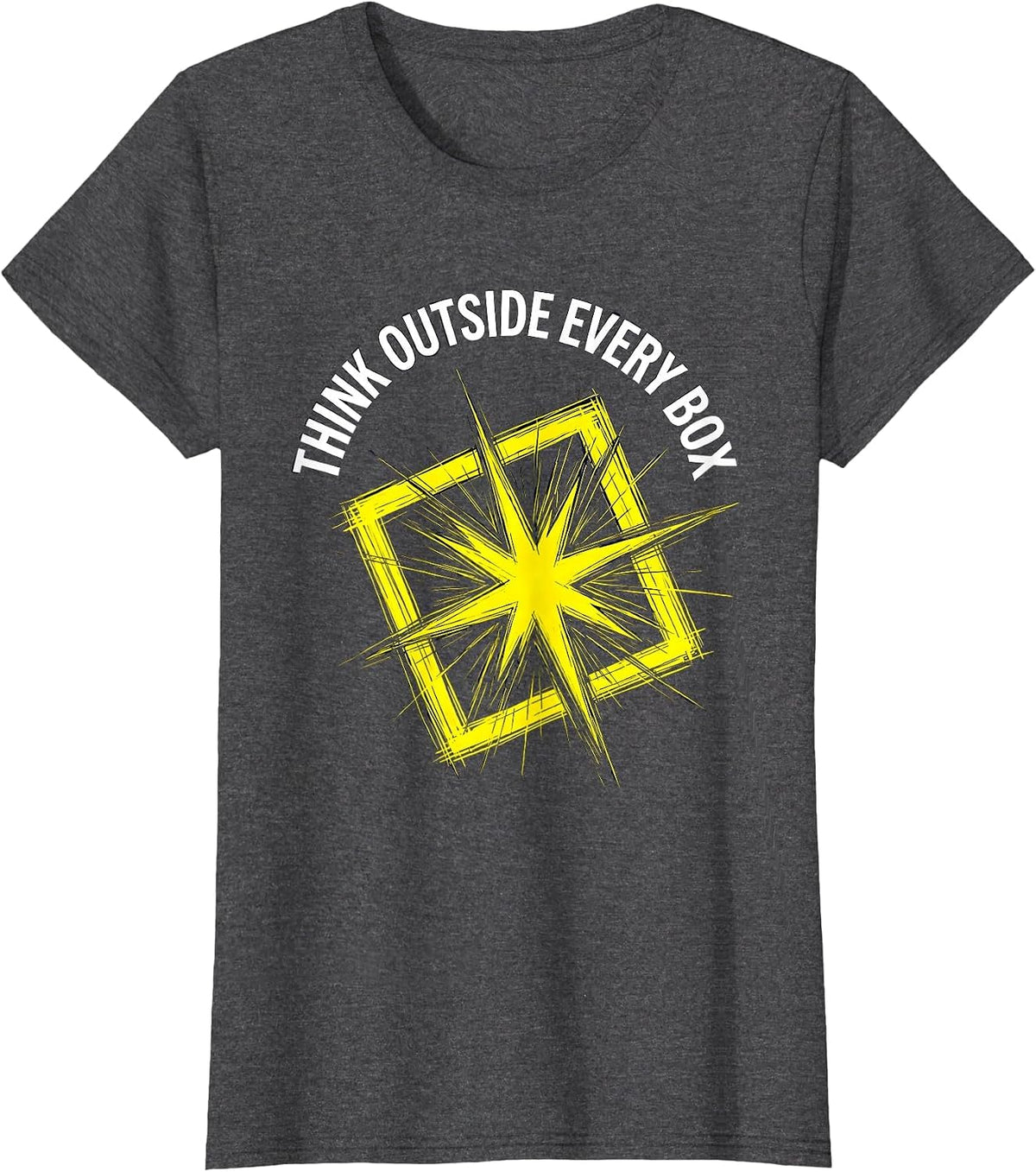 Women's Think Outside Every Box Neurodiversity Design T-Shirt - Dark Heather Grey