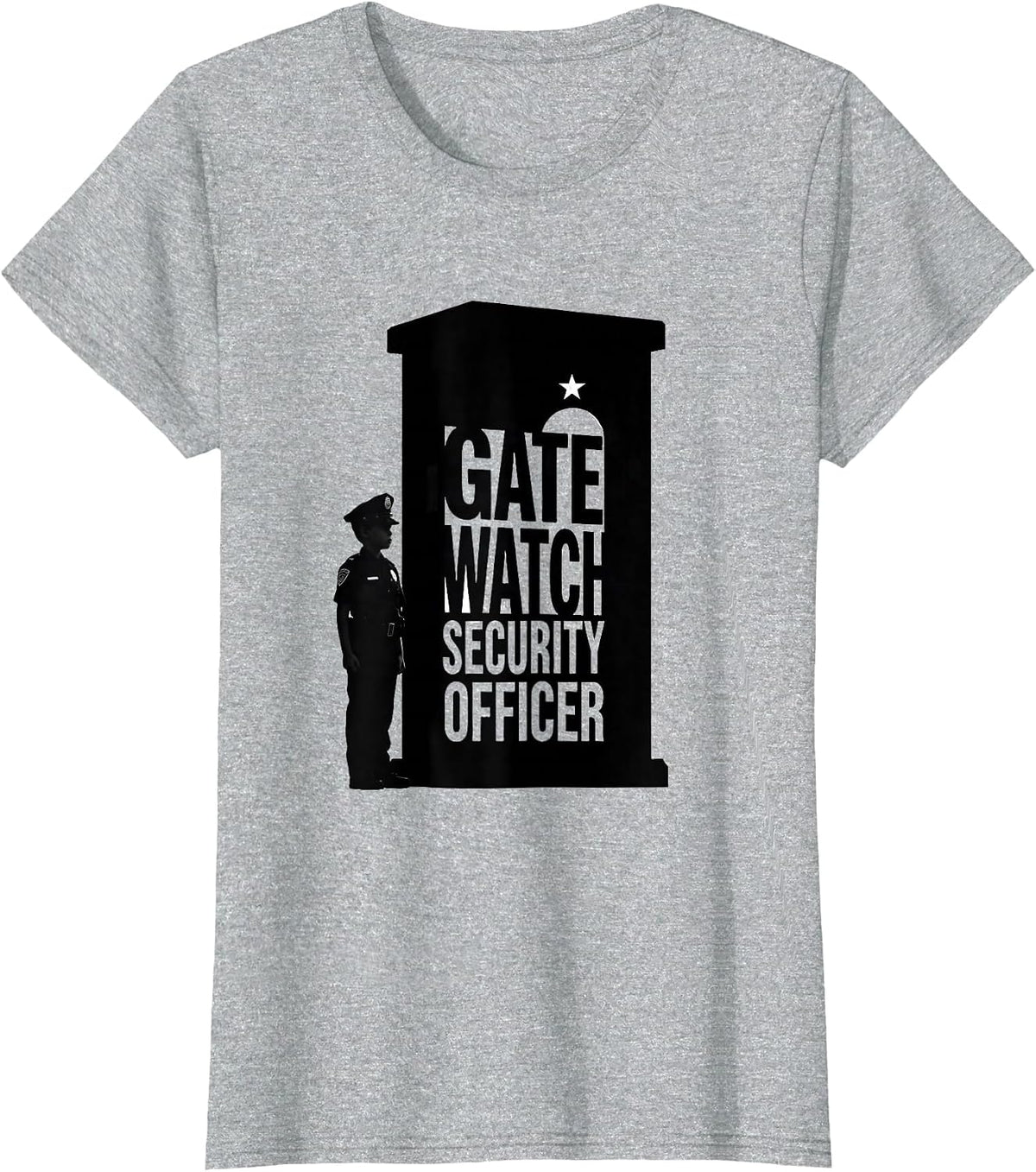 Women's Gate Watch Security Officer Silhouette Kids Costume Novelty T-Shirt - Heather Grey