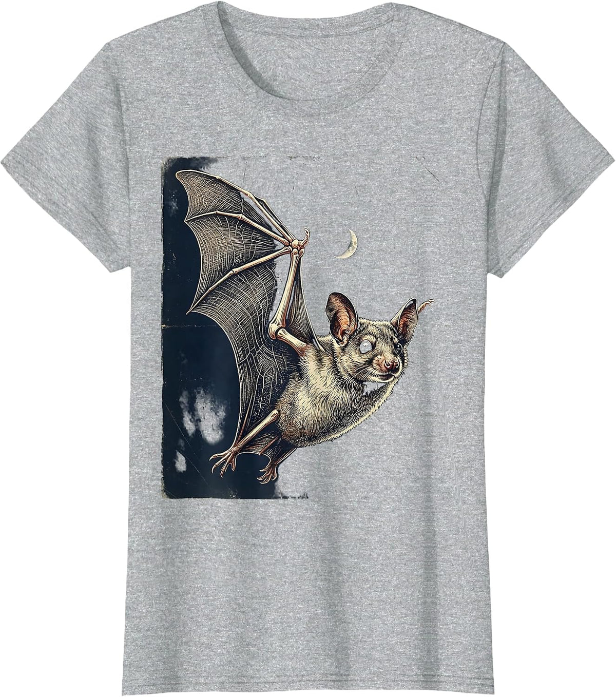Women's Vintage Mexican Free-Tailed Bat Halloween Bat Lover T-Shirt - Heather Grey