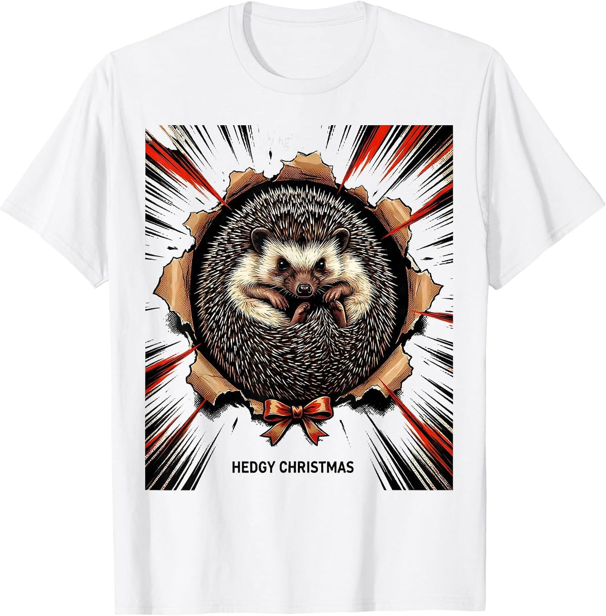 Men's Hedgy Christmas Cute Hedgehog Lover Whimsical Humor Gift T-Shirt - White