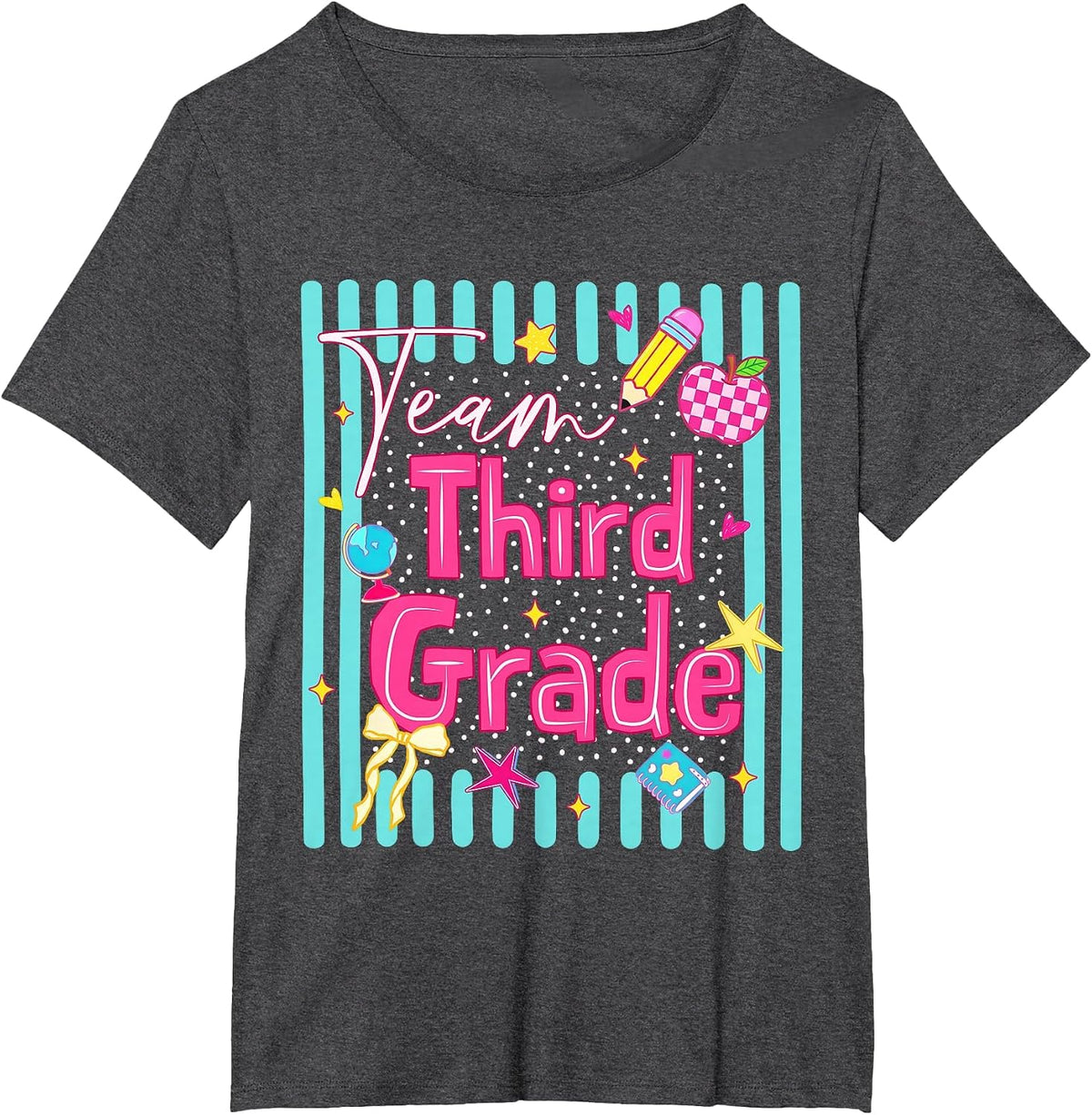 Back to School Team 3rd Third Grade Teacher Boy Girl Kid T-Shirt - Dark Heather Grey