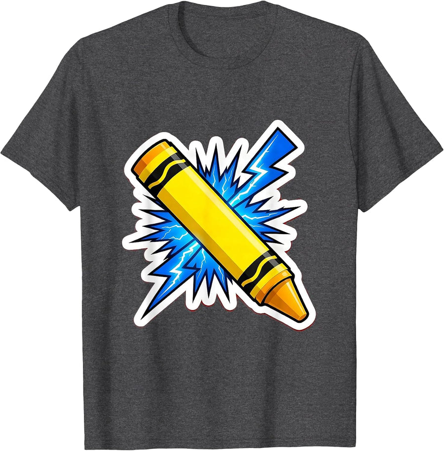 Men's Electric Crayon Lightning Bolt Graphic T-Shirt - Dark Heather Grey
