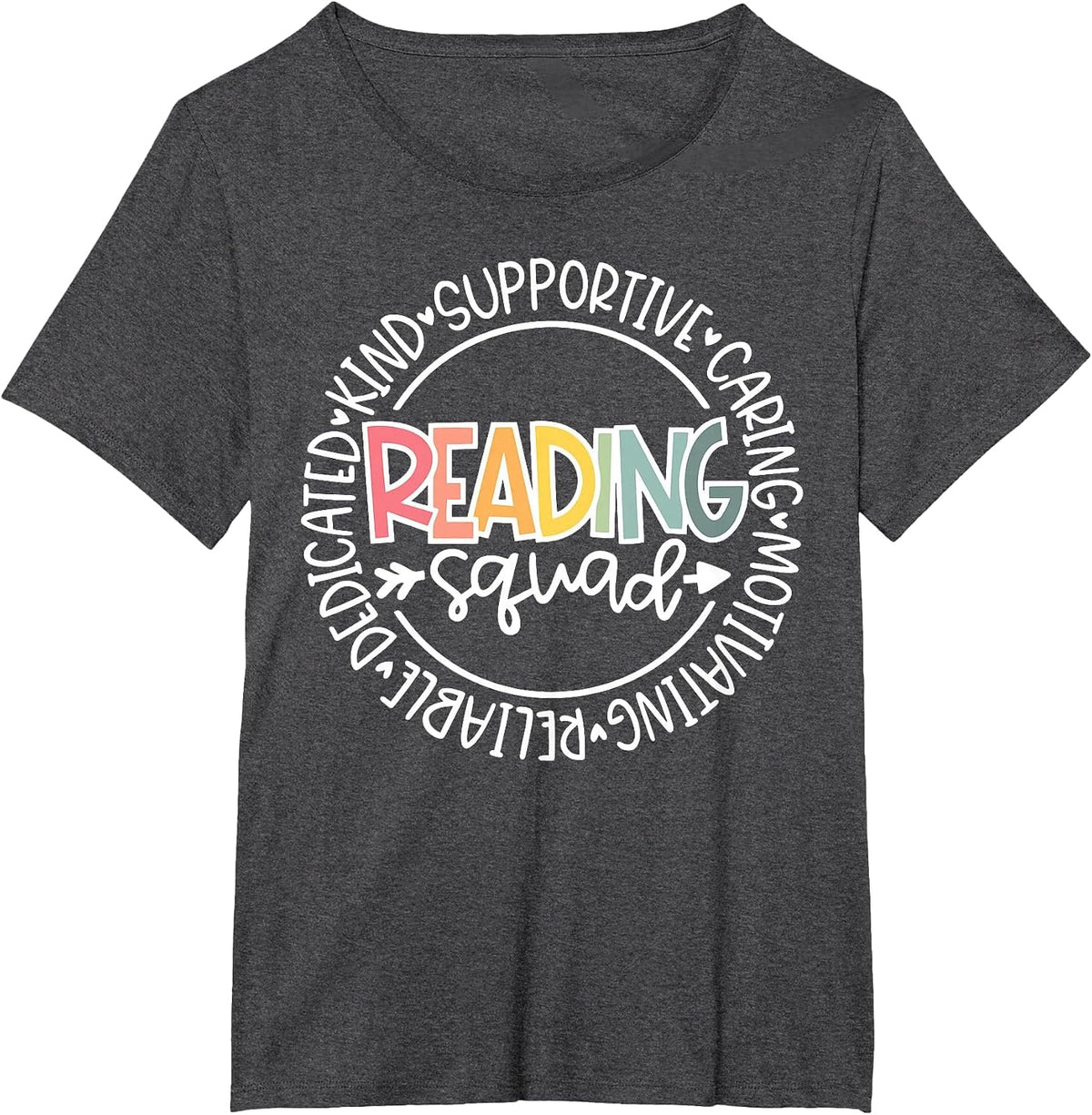 Reading Squad Teacher Reader Librarian Interventionist Team T-Shirt - Dark Heather Grey