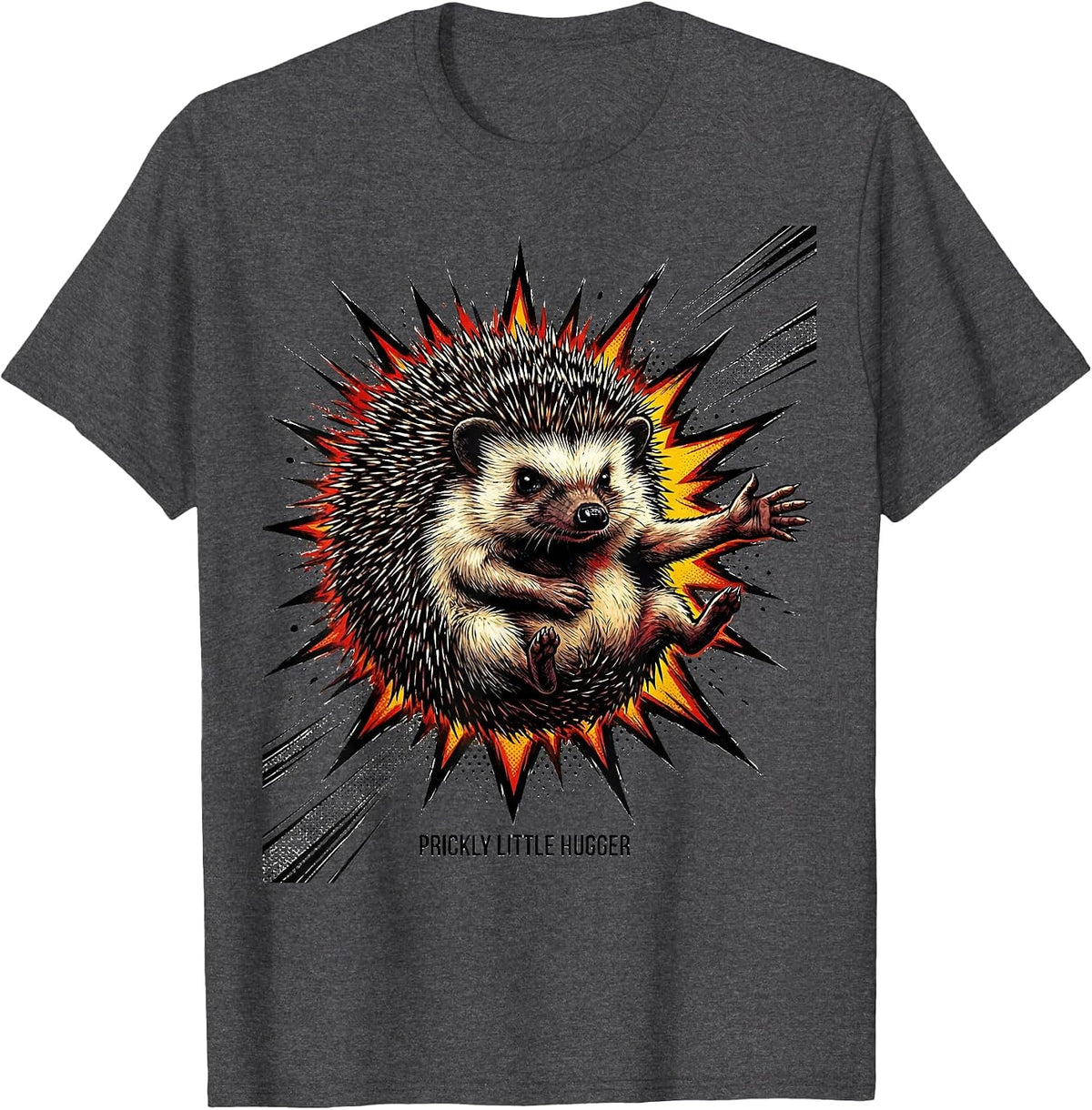 Prickly Little Hugger Cute Hedgehog Animal Lover Gift T-Shirt - Dark Heather Grey