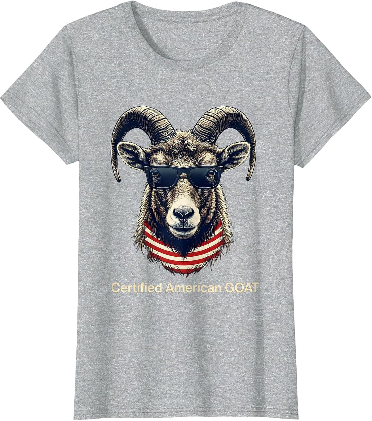 Certified American GOAT Patriotic Funny Goat Sunglasses T-Shirt - Heather Grey