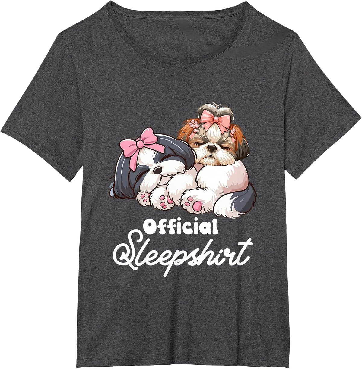 Shih Tzu Dog Official-Sleep Shirt Pajamas Nightgown Animal T-Shirt - Dark Heather Grey