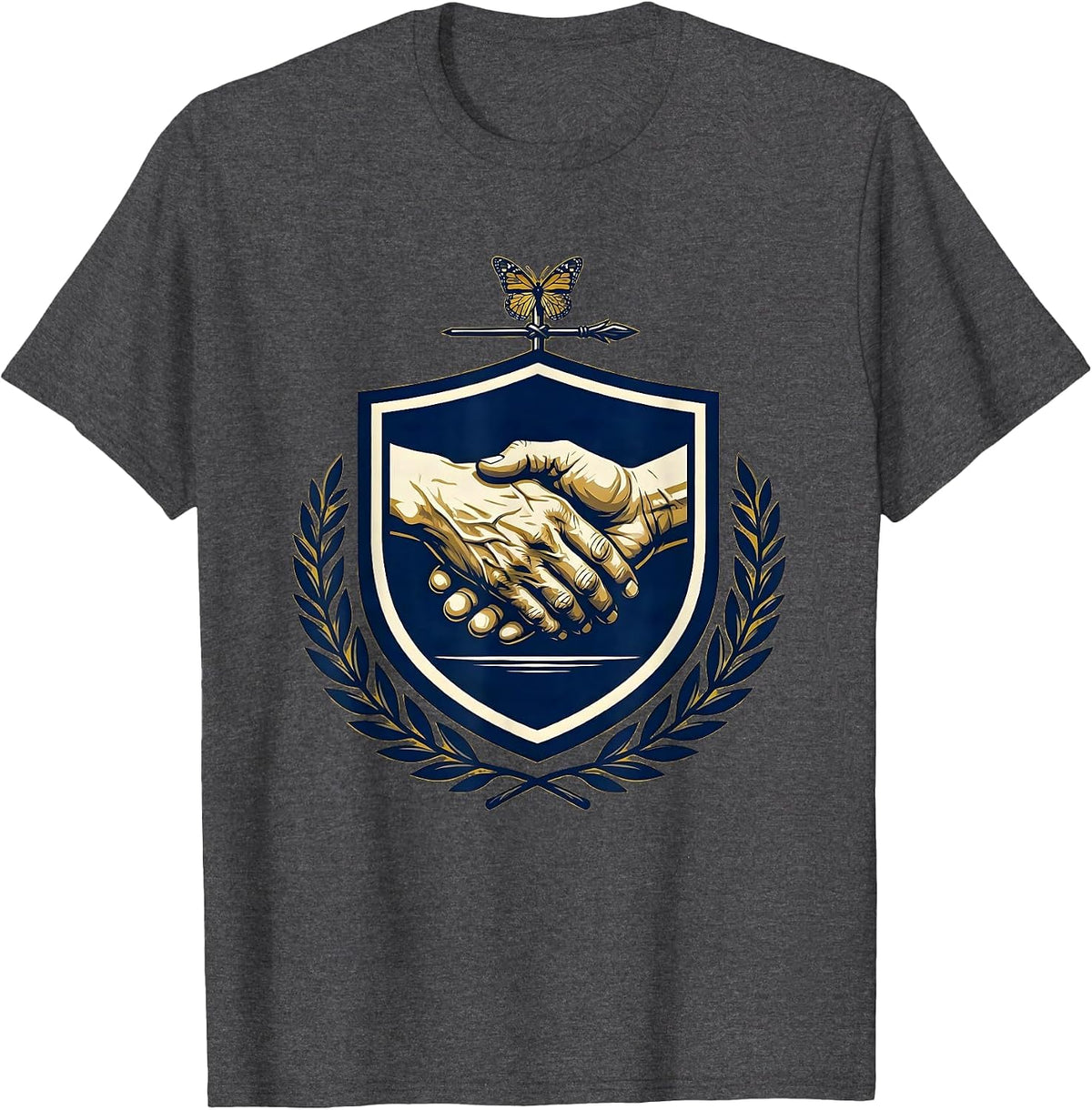 Occupational Therapy Elderly Hand Guidance Illustration T-Shirt - Dark Heather Grey