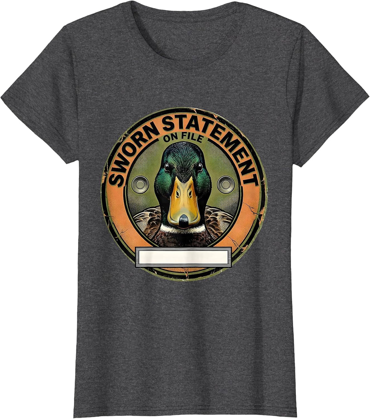 Women's Sworn Statement On File Funny Duck UFO Alien Selfie Humor T-Shirt - Dark Heather Grey