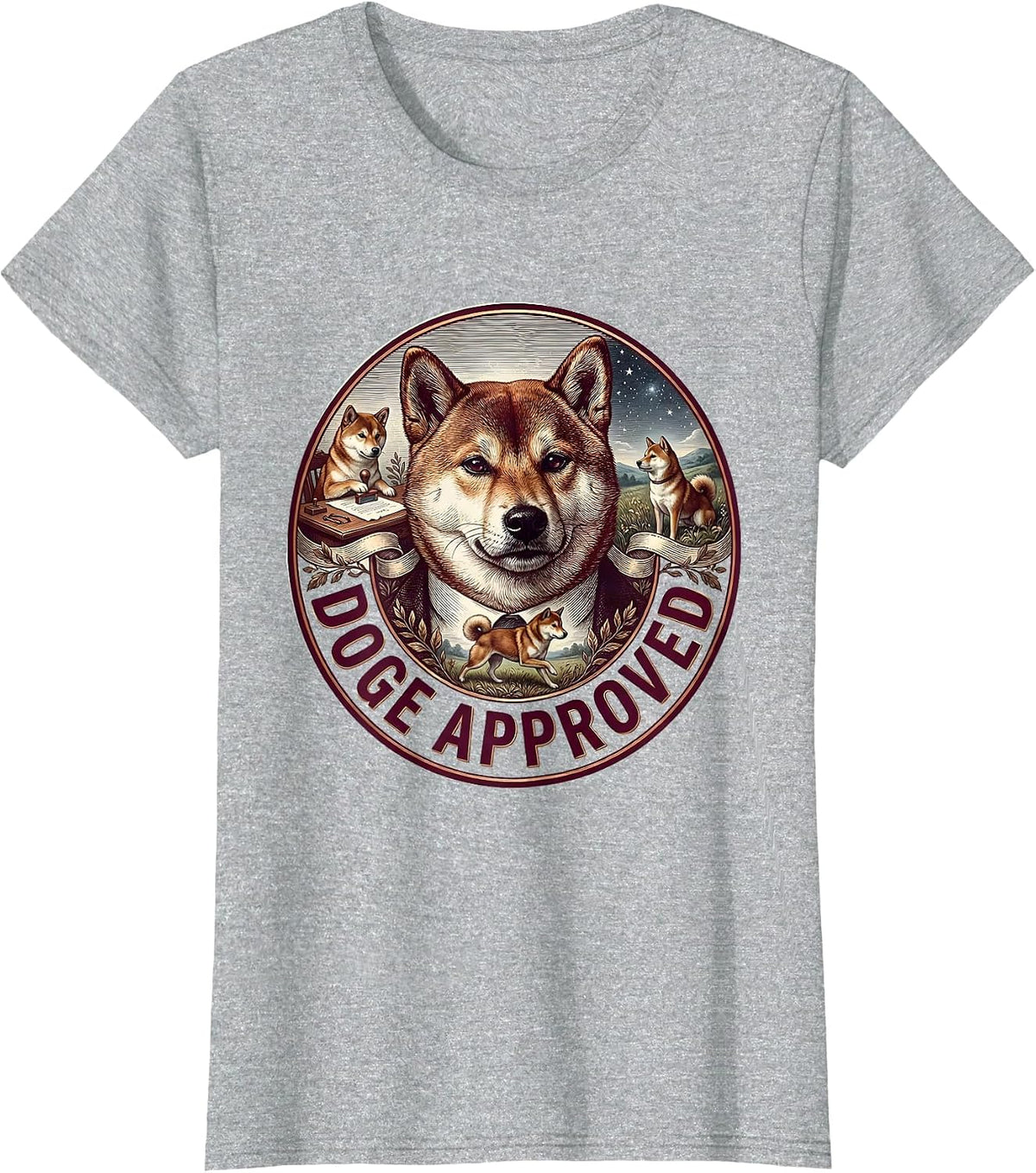 Doge Approved Internet Meme Humor Design T-Shirt - Heather Grey