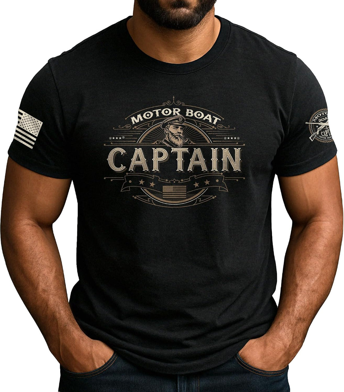 Motor Boat Captain T-Shirt, Cruise Shirt, Funny Tshirt - Ds05-black
