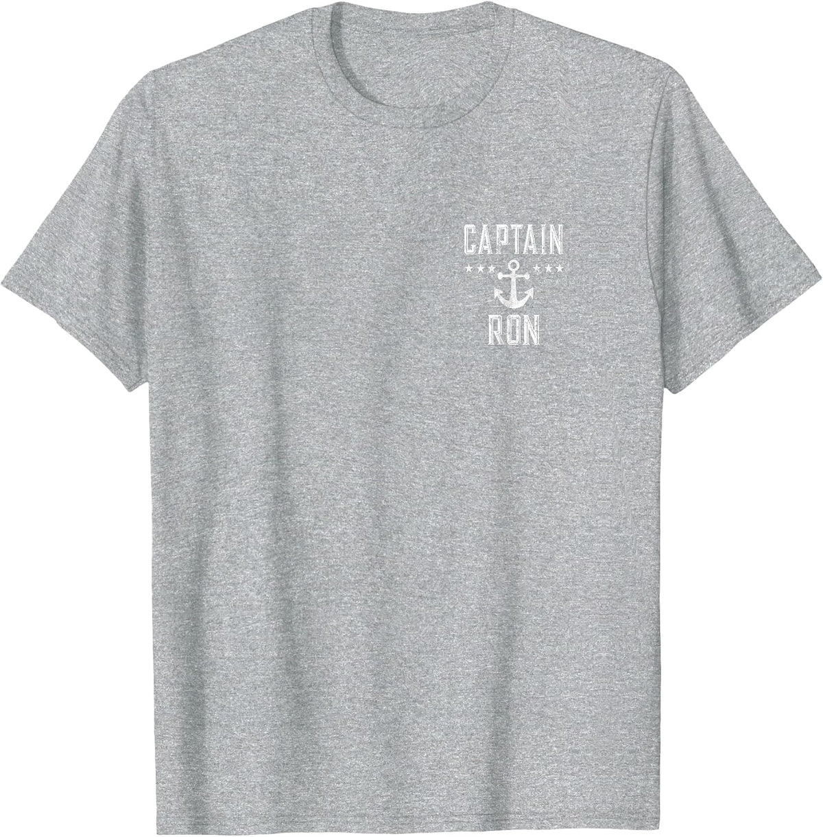 (Printed Both Sides) Retro Captain Ron Personalized Boating T-Shirt - Heather Grey