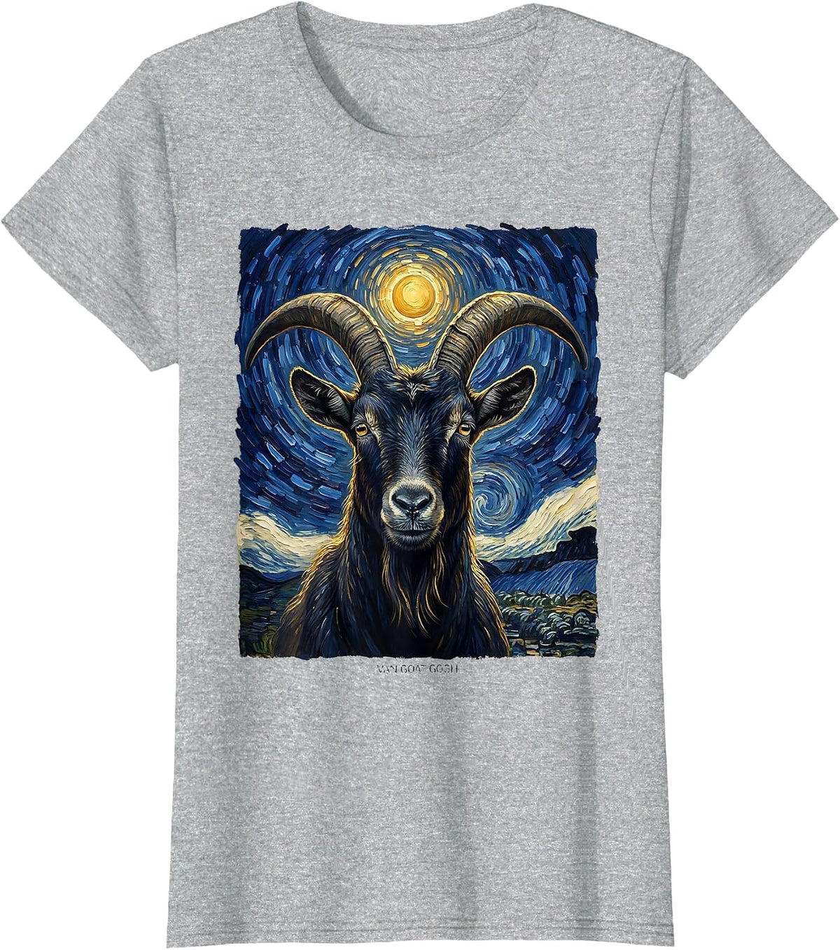 Van Goat Gogh Whimsical Art Meme Pet Lover Gift T-Shirt - Heather Grey