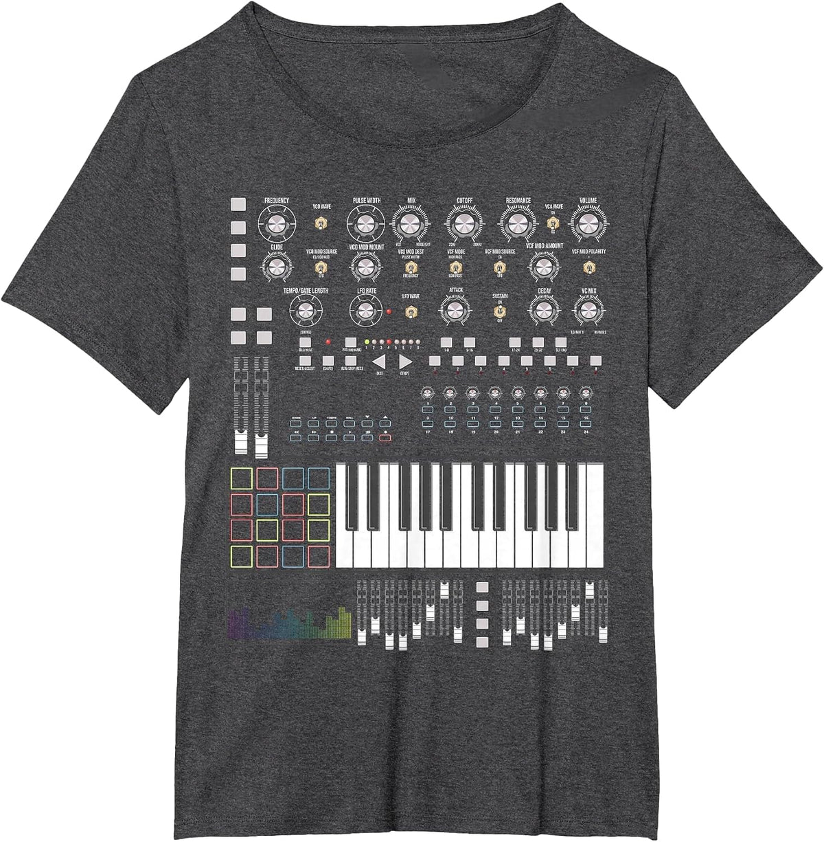 Electronic Music Synthesizer Techno Music DJ Producer T-Shirt - Dark Heather Grey