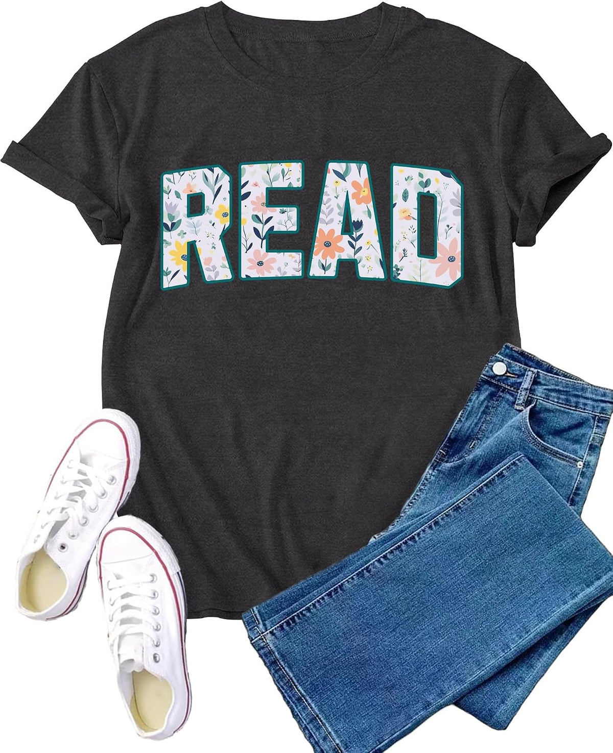 Reading Shirt for Women Read T-Shirt Teacher Reader Book Lover Tee Top - Grey