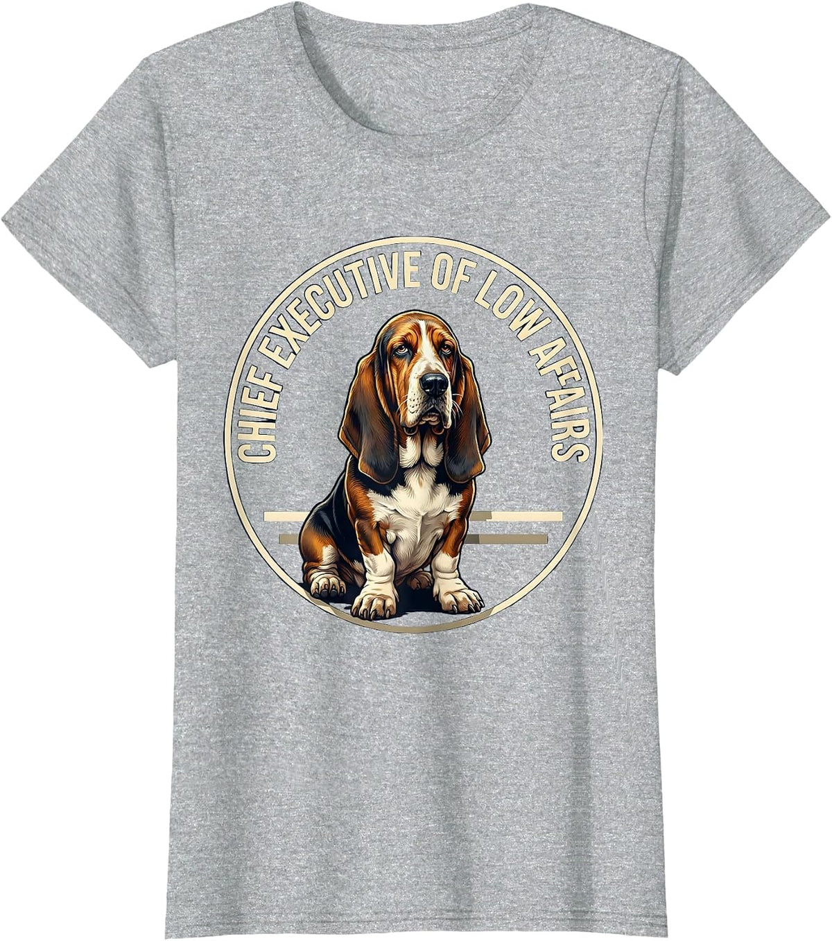 Chief Executive Of Low Affairs Funny Basset Hound Dog Lover T-Shirt - Heather Grey