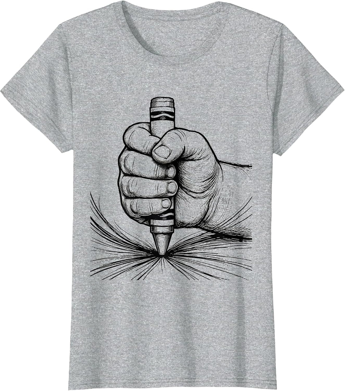 Women's Occupational Therapy Child Crayon Drawing Graphic T-Shirt - Heather Grey