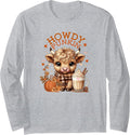 Highland Cow, Cute and Cozy Ready for Fall Fun! Long Sleeve T-Shirt - Adult Unisex Heather Grey
