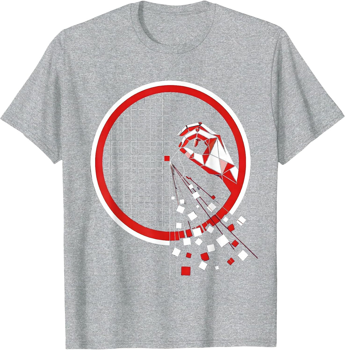 Men's Unraveling Grid Hand Pulling Thread Graphic T-Shirt - Heather Grey