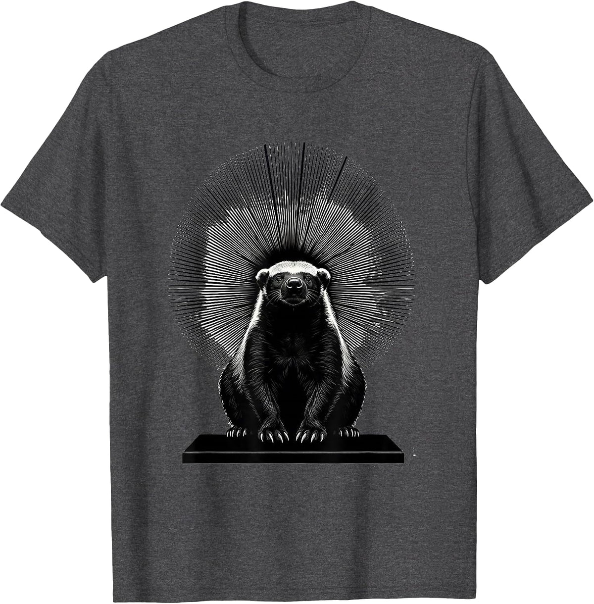 Honey Badger Silhouette Funny Animal Humor T-Shirt - Dark Heather Grey