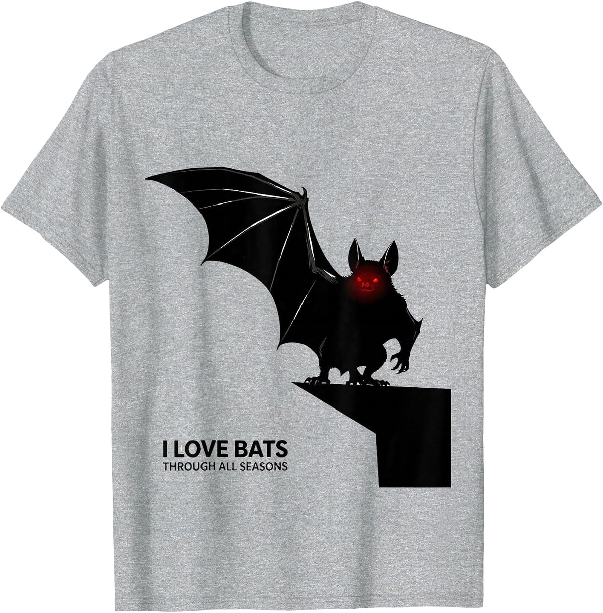 Men's I Love Bats Through All Seasons Vintage Bat Lover Halloween T-Shirt - Heather Grey