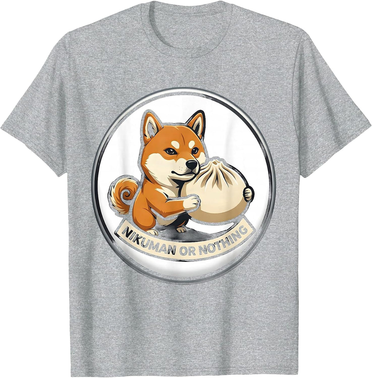 Men's Nikuman Or Nothing Kawaii Shiba Inu Dog Lover Anime Humor T-Shirt - Heather Grey