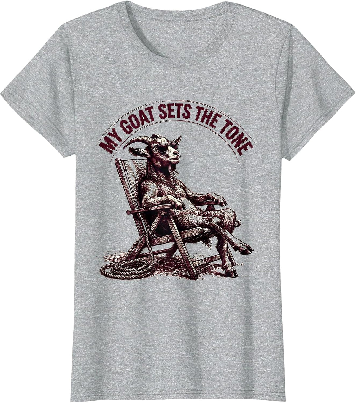 Women's My Goat Sets The Tone Funny Goat Animal Humor Novelty T-Shirt - Heather Grey