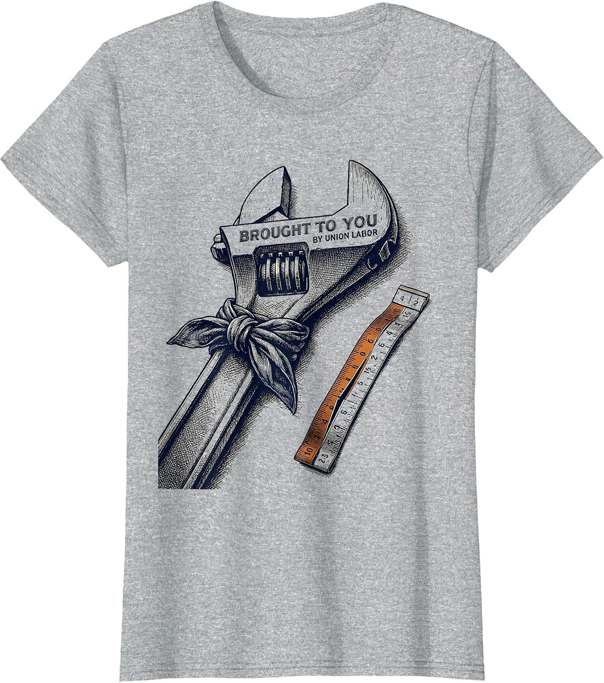 Brought To You By Union Labor Crosshatch Union Worker Pride T-Shirt - Heather Grey