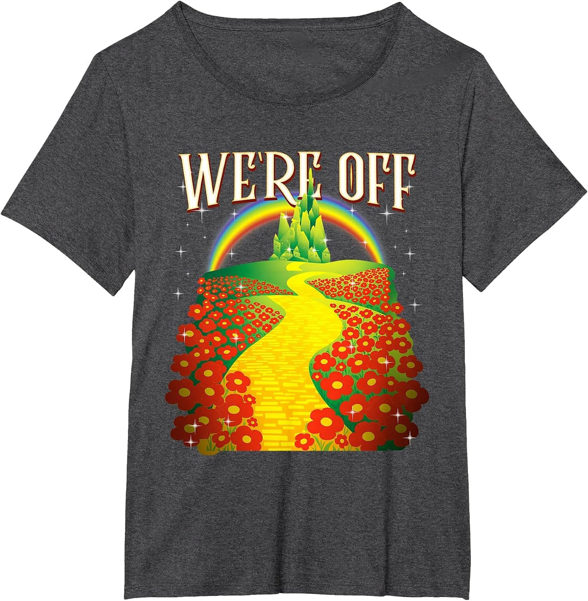 Funny We're Off Yellow Path Brick Wizard Literature School T-Shirt - Dark Heather Grey