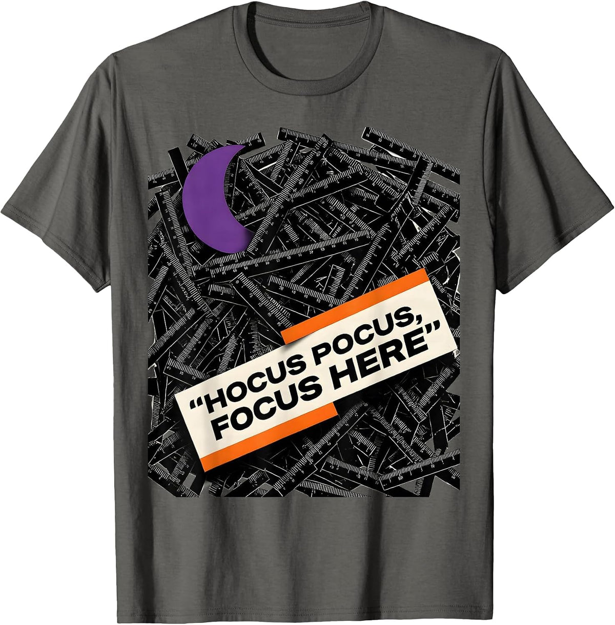 Hocus Pocus Focus Here Funny Teacher Halloween Costume T-Shirt - Asphalt Grey