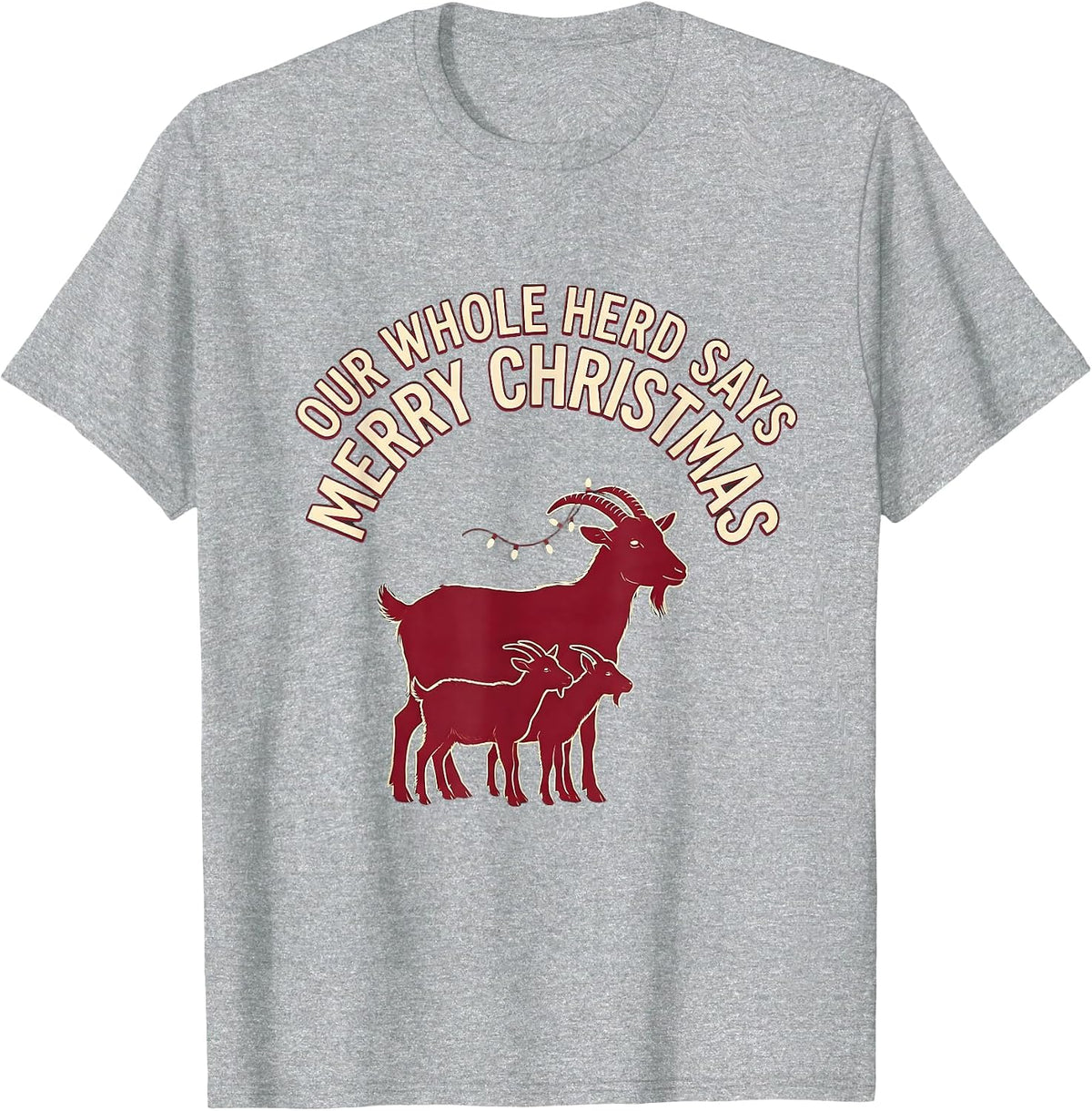Men's Our Whole Herd Says Merry Christmas Funny Goat Lover T-Shirt - Heather Grey