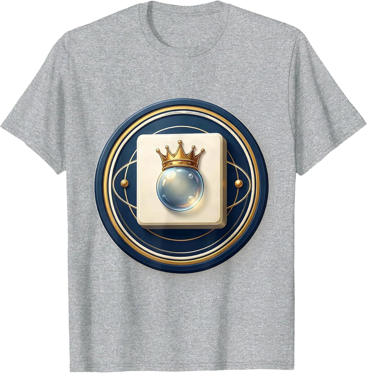 Men's Crowned Gas Bubble Periodic Table Emblem Science Humor T-Shirt - Heather Grey