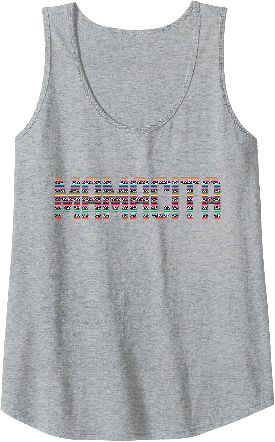 Mamacita Logo with Mexican Serape Leopard Tank Top - Heather Grey
