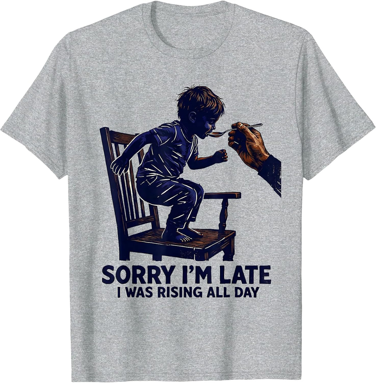 Men's Sorry I'm Late, I Was Rising All Day Retro Occupational T-Shirt - Heather Grey