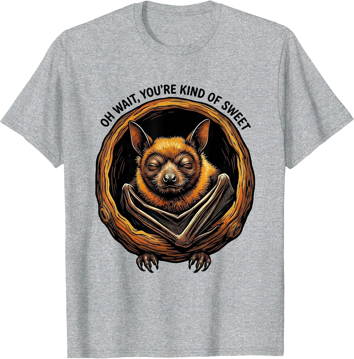 Men's Oh Wait, You're Kind Of Sweet Vintage Bat Lover Halloween T-Shirt - Heather Grey