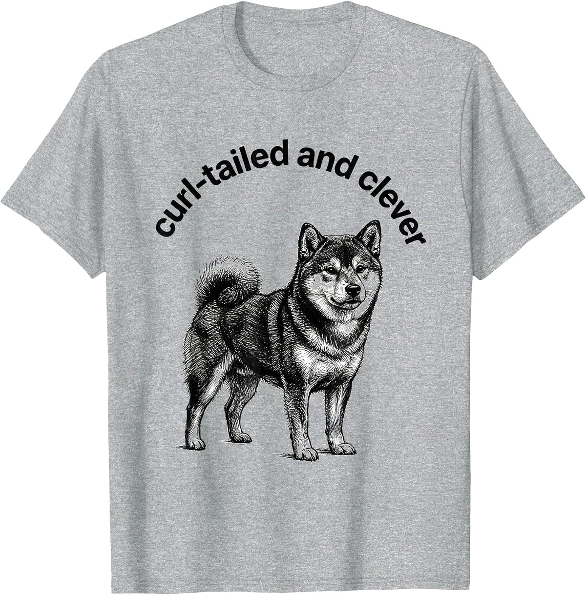 Men's curl-tailed and clever Whimsical Shiba Inu Dog Portrait Pet T-Shirt - Heather Grey