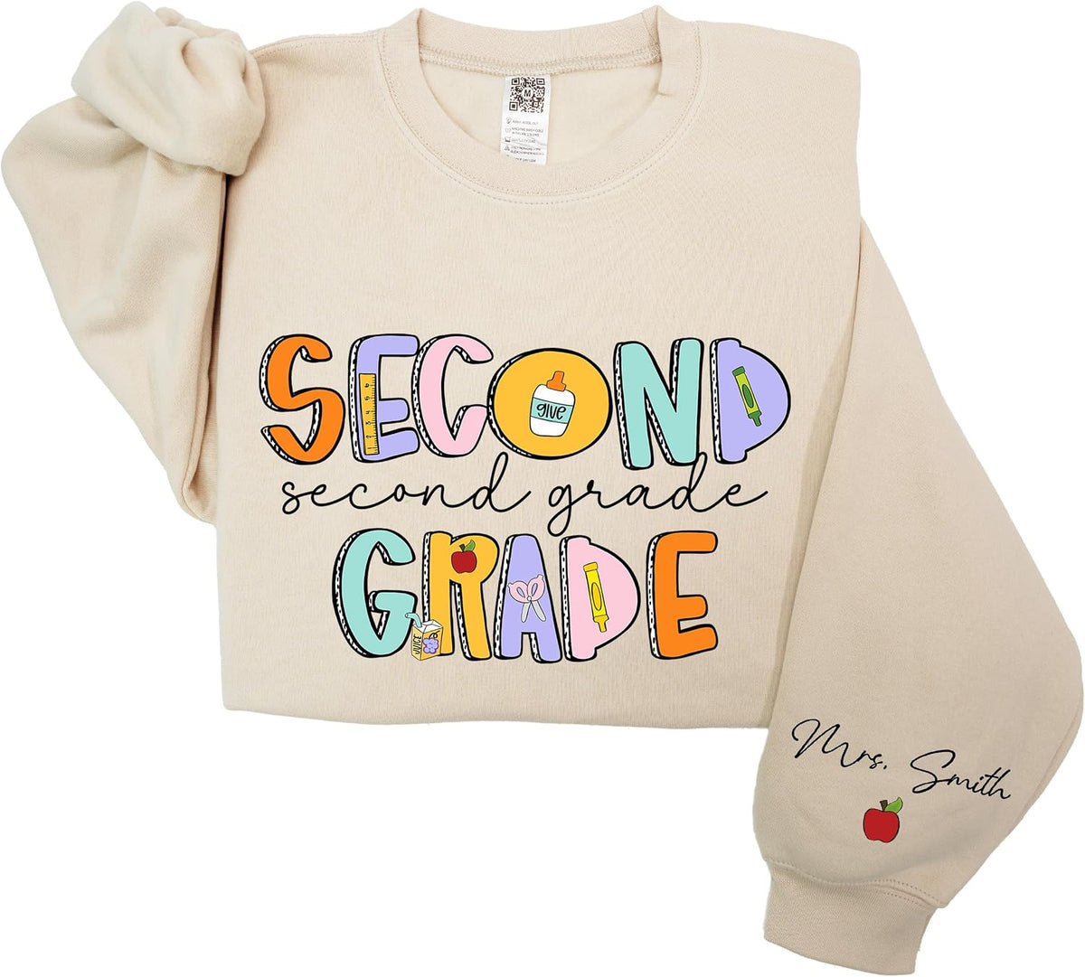 Personalized Teacher Sweatshirt, Custom Last Name Teacher Gift, Back to School Gifts, for School Professionals - Second Grade
