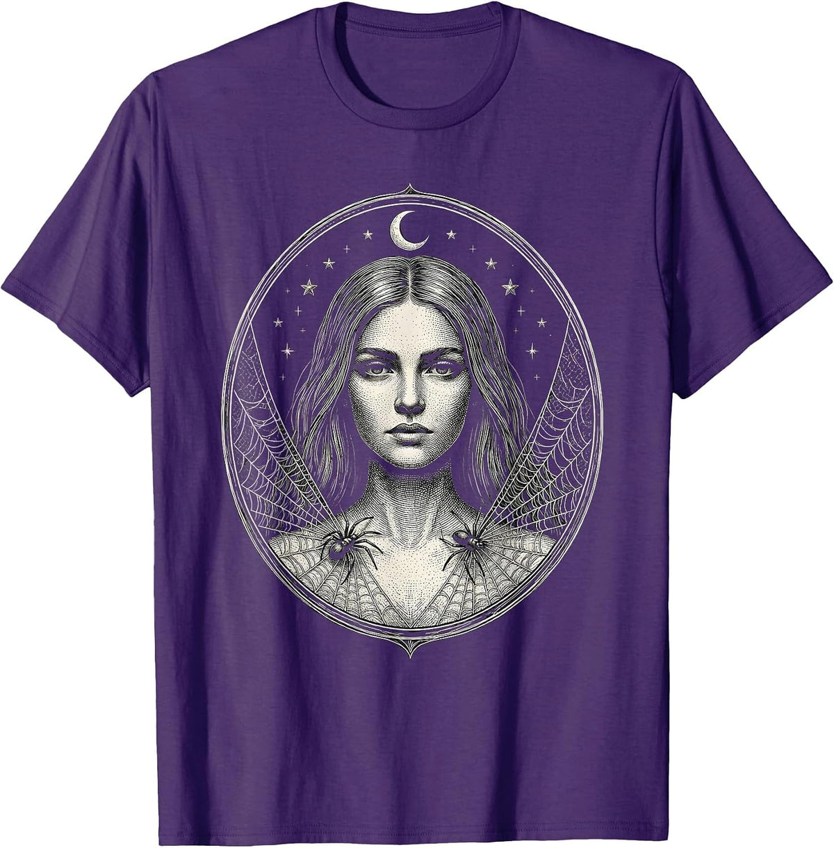 Emo Spiderweb Shoulder Tattoo Illustration T-Shirt - Purple