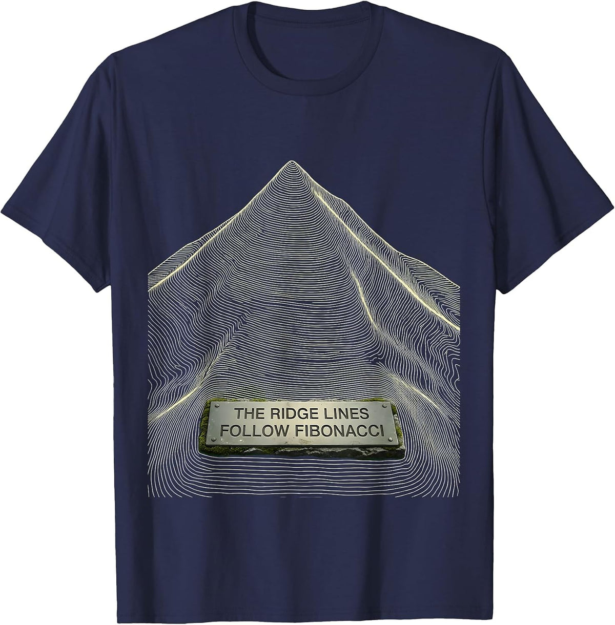 The Ridge Lines Follow Fibonacci Math Geometry Sacred Ratio T-Shirt - Navy Blue
