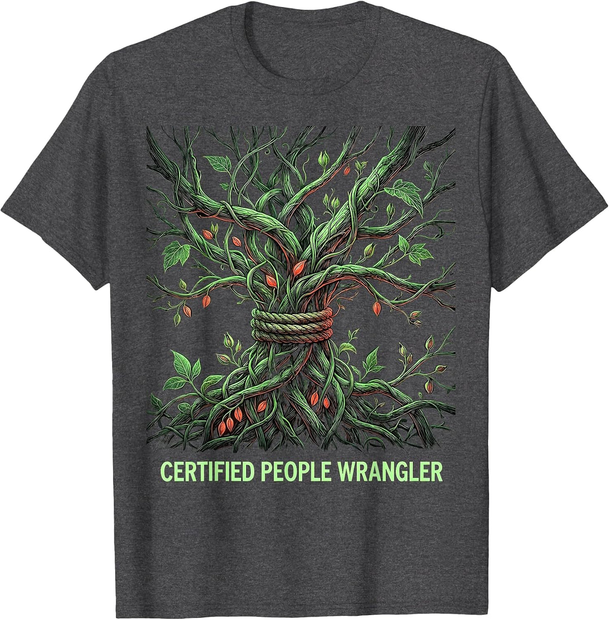 Men's Certified People Wrangler Teacher Design T-Shirt - Dark Heather Grey