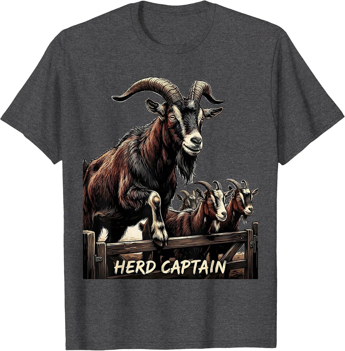 Herd Captain Funny Goat Farmer Goat Lover Gift T-Shirt - Dark Heather Grey