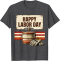Men's Happy Labor Day Vintage Lunch Pail Patriotic Americana T-Shirt - Dark Heather Grey