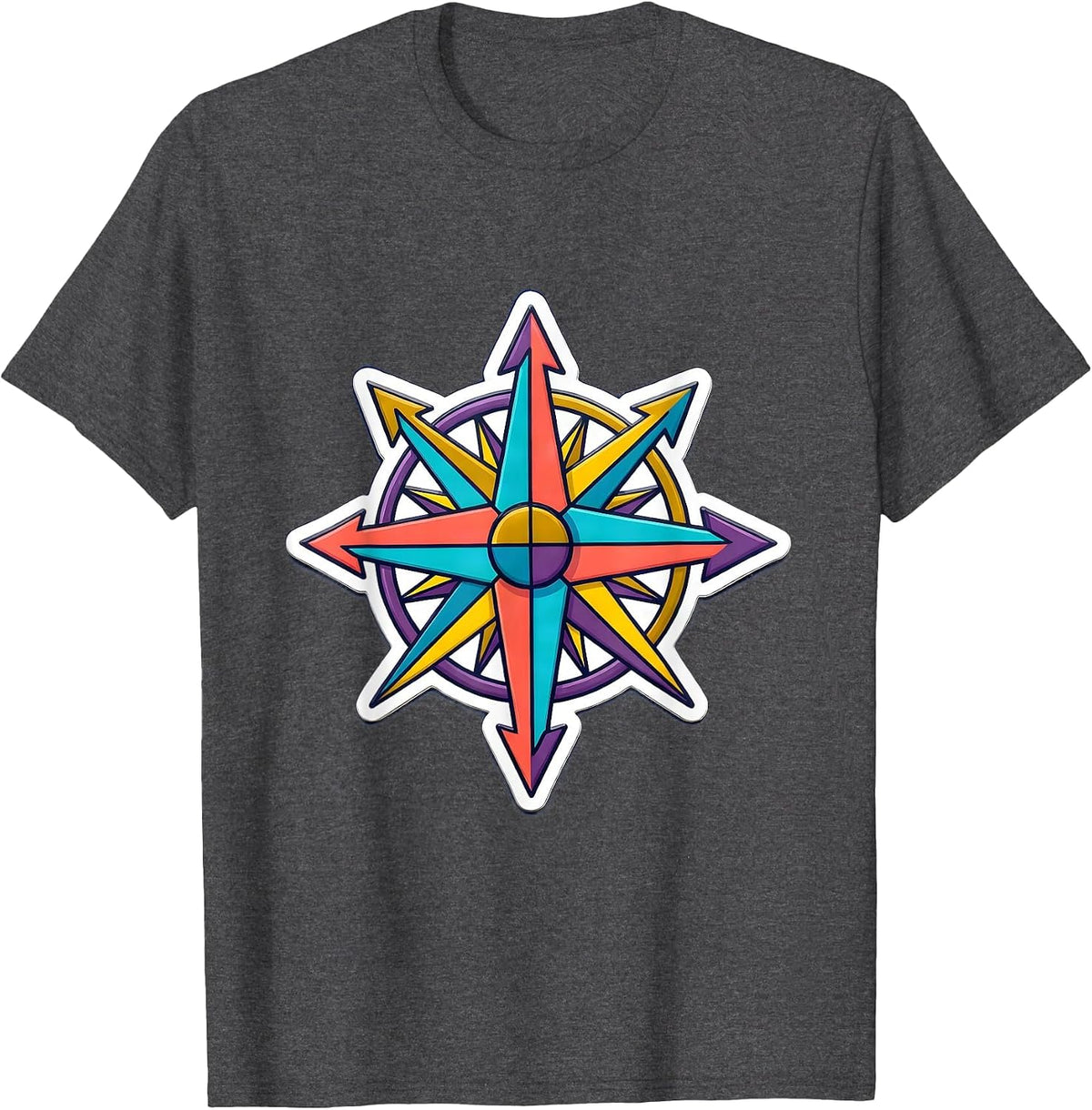 Neurodiversity Compass Rose All Directions Art T-Shirt - Dark Heather Grey