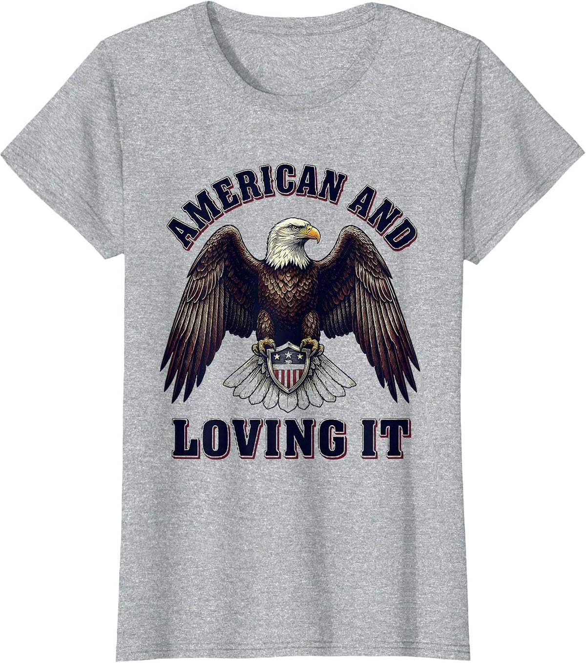 American and Loving It Patriotic Pride Design T-Shirt - Heather Grey